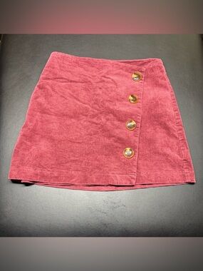 Altar'd State Rose Corduroy Mini Skirt with Button Detail